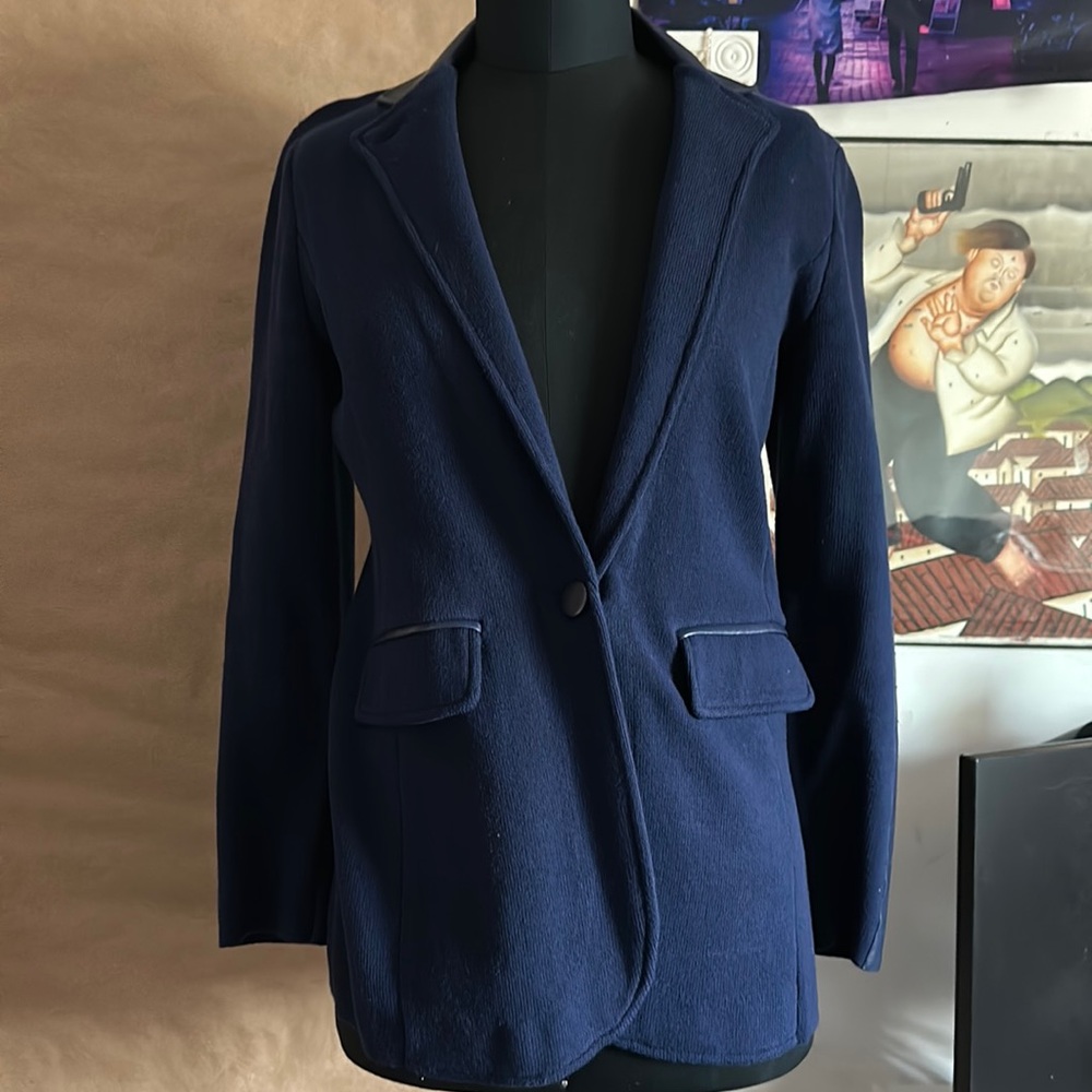 ralph lauren navy woven blazer